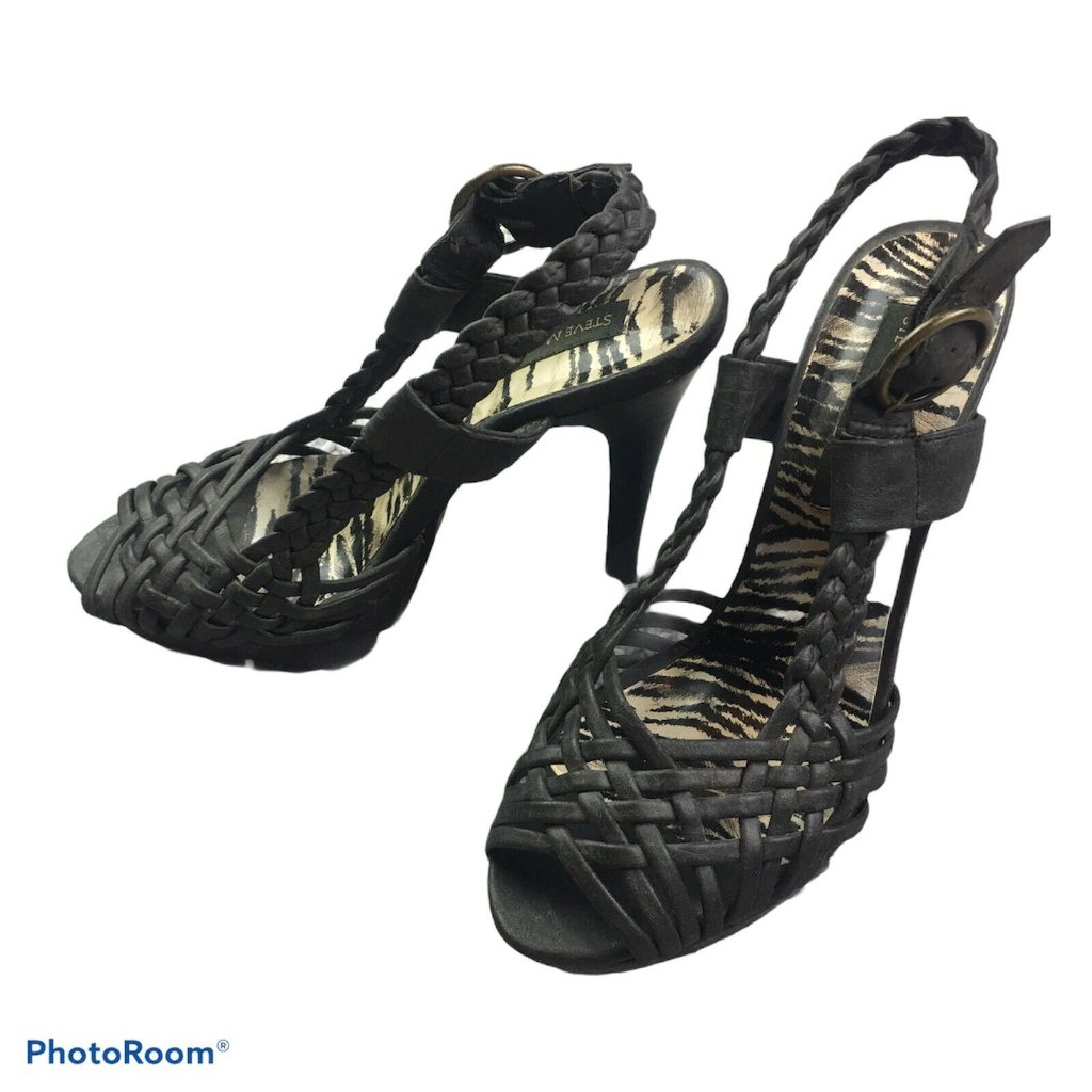 Steve Madden Size 9 Luxe Strap Heels Braided Black